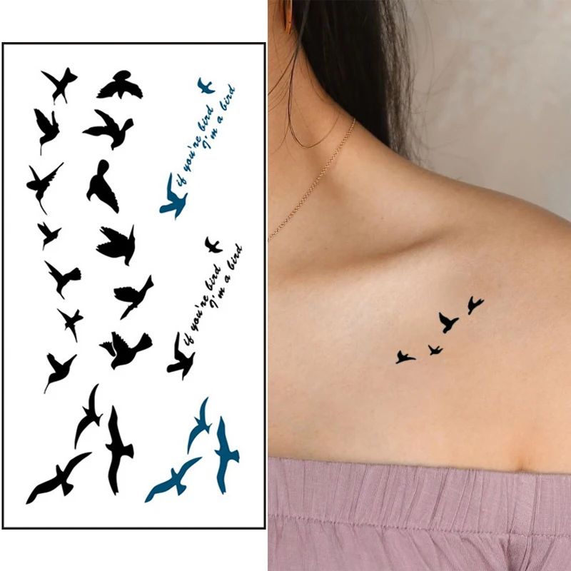 Pillangó Madár Toll Tetoválás Matricák Karját, Mellkasát, Body Art Ideiglenes Víz Transzfer Tetoválás Virág, Levél, Vízálló Hamis Tetoválás Kép 1