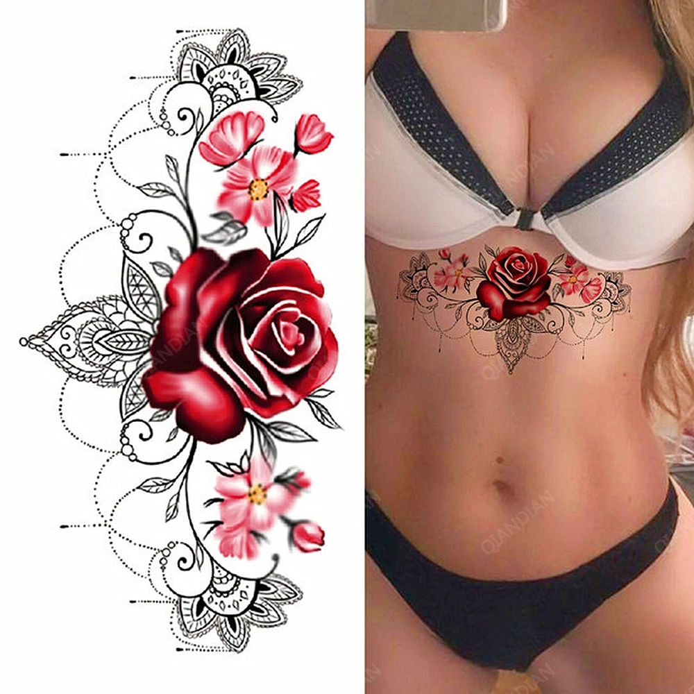 A Nők Ideiglenes Tetoválás Szexi Virág Kígyó Rose Koponya Madár Szépség Fél Karját Body Art Henna Vízálló Hamis Tetoválás Matricák Kép 1