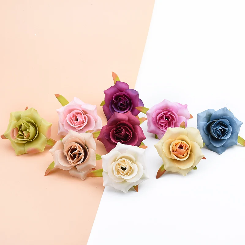 10db 6CM Selyem Rózsa Fejét Díszítő Esküvői lakberendezési Kiegészítők Diy Karácsonyi Koszorú Hamis Növények Mesterséges Virágok Kép 1