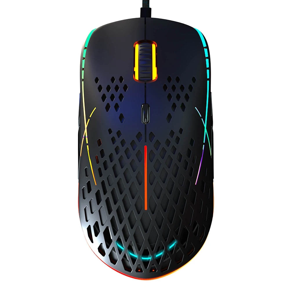 Gaming mouse HIPER Aero-2-fekete (USB, 8 gomb, 6400 dpi, RGB háttérvilágítás) Kép 1