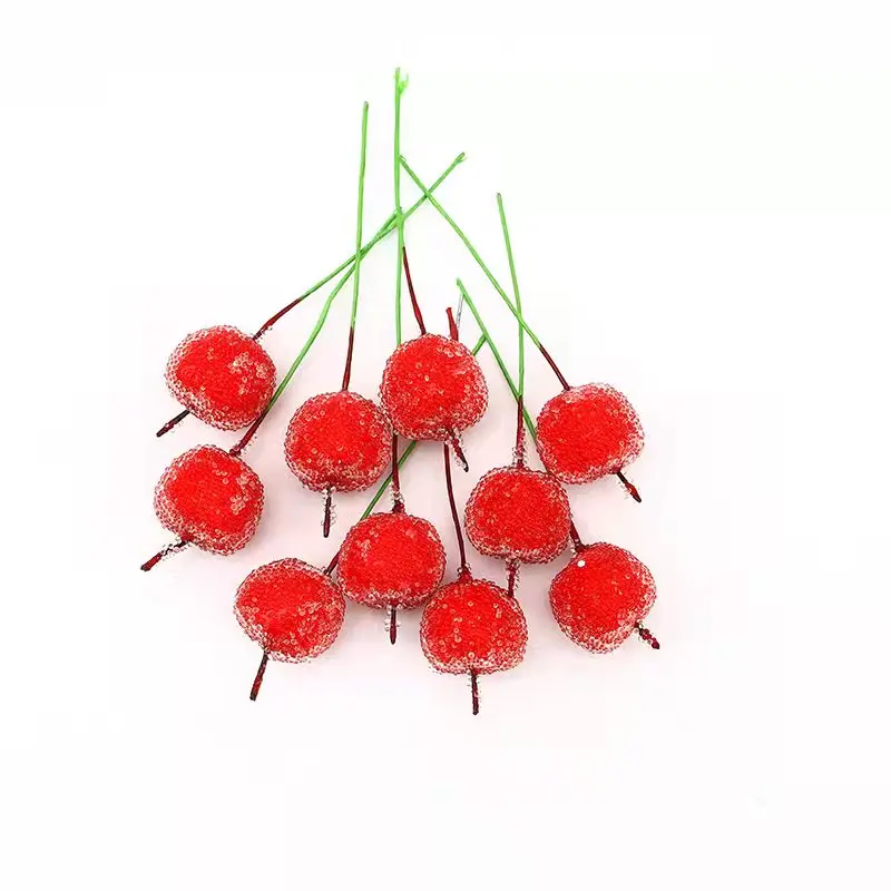 30db 2 cm Mini, az Apple Hamis Gyümölcs üveg Bogyók Mesterséges gránátalma piros cseresznye Csokor Stamen Karácsonyi Apple Dekoratív Kép 1