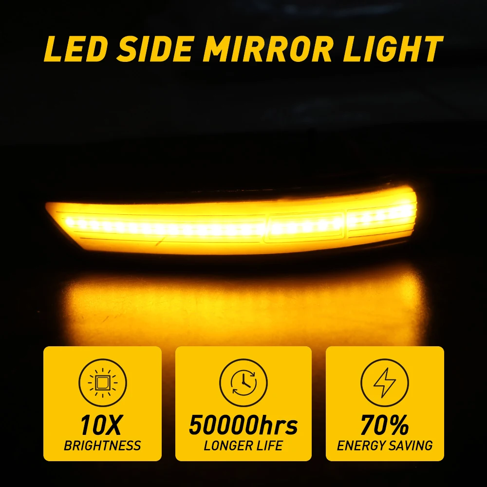 2db Dinamikus sárga LED Oldalsó Visszapillantó Tükör indexet, Szekvenciális Villogó Repeater Lámpák, Ford Focus MK2 MK3 Mondeo MK4 Kép 1