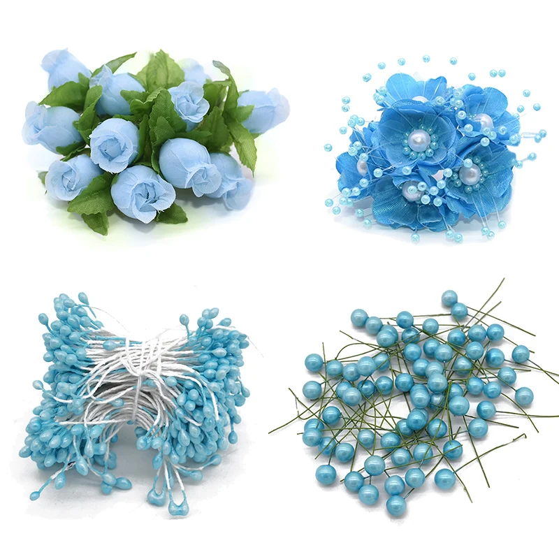 Mini Vegyes Kék Mesterséges Növény Virágot Cseresznye Stamen Bogyók Csokor, Ajándék Doboz, DIY Koszorú Karácsonyi lakodalom Deco Supplie Kép 1
