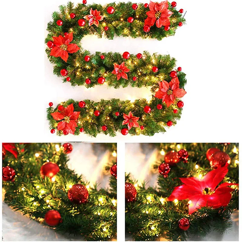 Karácsonyi Dekoráció Rattan, a Világos 2.7 m Mesterséges Virág Zöld Szőlő Garland Új Év Vacsora Asztal Dekorok Kép 1