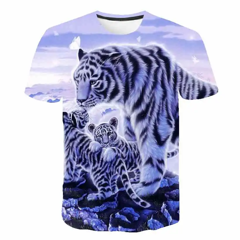 Nyáron a Gyerekek 3D-s Rövid Ujjú Szabadidő Tigris póló Állat a Tigris Nyomtatott Fiúk Lányok Tigris póló, Gyerek Divat Tigris Tshirt Kép 1