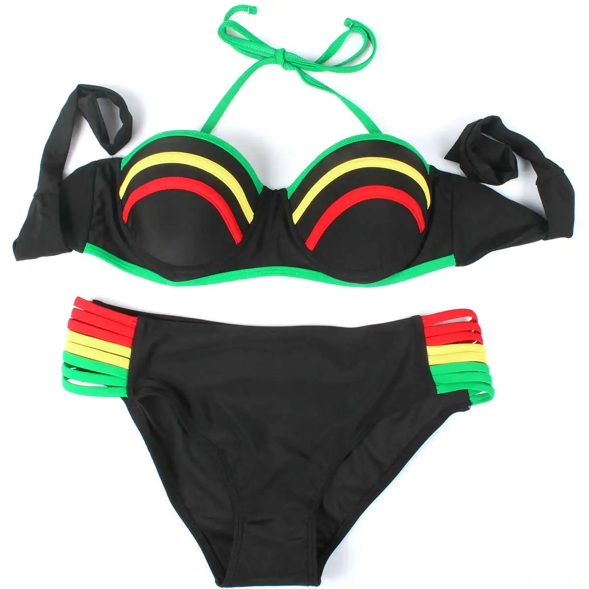 Női Divat Karib-Jamaikai Zászló Rasta Bikini Fürdőruha, Fürdőruha Kép 1