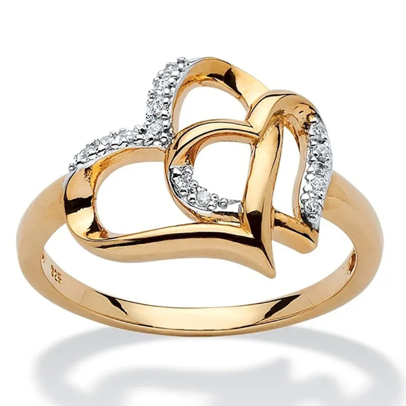 2021 Új Érkezők Dupla Szív Gyűrű a Nők AAA Tiszta Kristály Női Ígéret Gyűrű, Menyasszonyi Esküvői Ékszerek, Kiegészítők, Ajándékok Kép 1