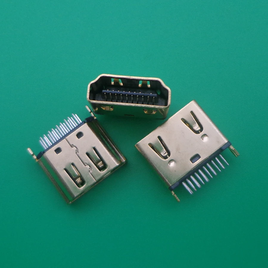 1DB Plug 19 pin-női felület, HDMI-kompatibilis Csatlakozó,2 sor (10pin 9pin) 180 fokos női socket javítás csere Kép 1