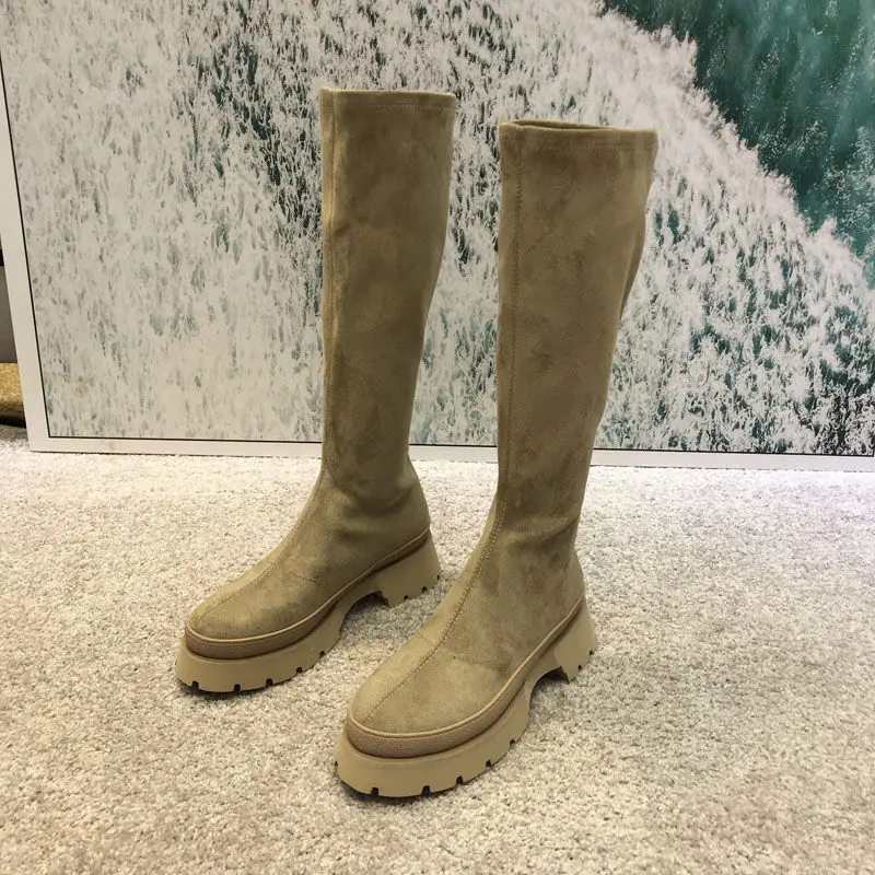 Női Csizma 2021 Őszi Téli Új Nő Cipő, Platform Szakaszon Hosszú Boot Nő Kerek Toe Vintage Térd Csizma, Botas De Mujer Kép 1