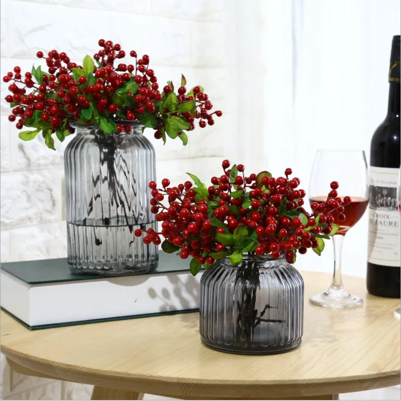 3pcs művirágok áfonya, Áfonya, vörös áfonya Igazi Kapcsolatot Mesterséges Gyümölcsök, Növények Esküvői lakberendezési X ' mas Deco Kép 1