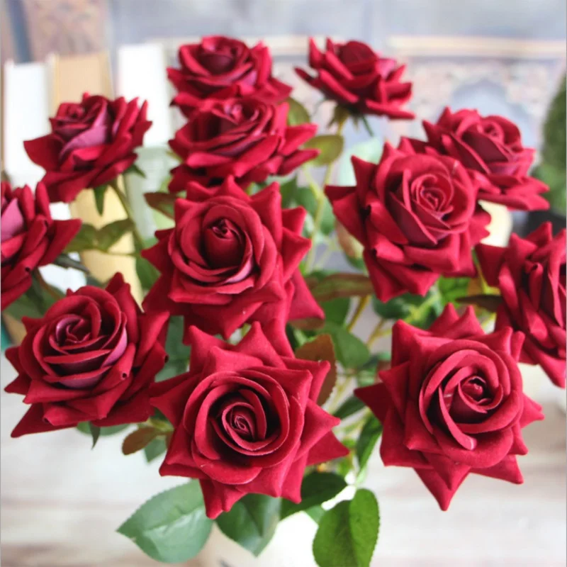1db Selyem Rózsa Mesterséges Virág Ősszel Élénk Hamis Csokrok Otthoni Esküvői Dekoráció Fesztivál Kellékek Váza Dekoráció Hamis Virágok Kép 1