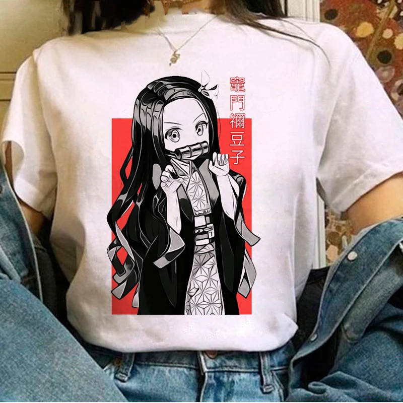 Forró Japán Anime Démon Vadász Kimetsu Nem Yaiba Póló Nők Kawaii Démon Vadász Tshirt Tanjirou Kamado Grafikus Póló Női Kép 1