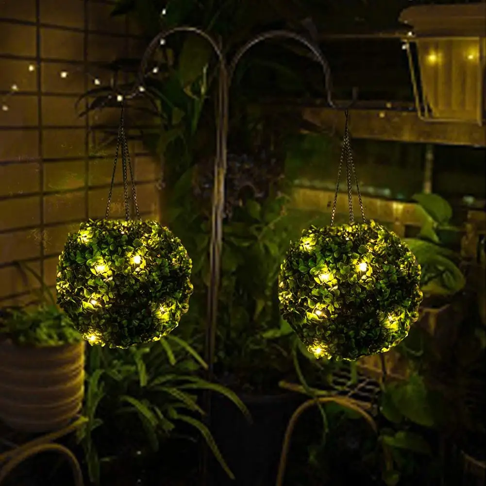 Mesterséges Növény a Műkertészet Labdát Dekoratív Napelemes LED Kerti Parti Szabadtéri Esküvő lakberendezés Mesterséges Puszpáng Golyó Kép 1