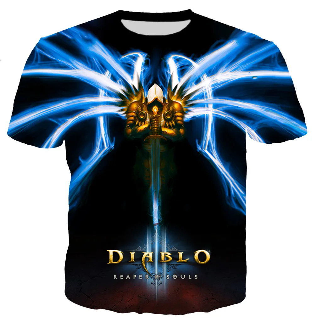 Nyári Játék Diablo 3 Reaper Lélek Nyomtatott 3D-s póló Férfi/női Divat Király Alkalmi Túlméretezett Streetwear Póló Ruha Kép 1