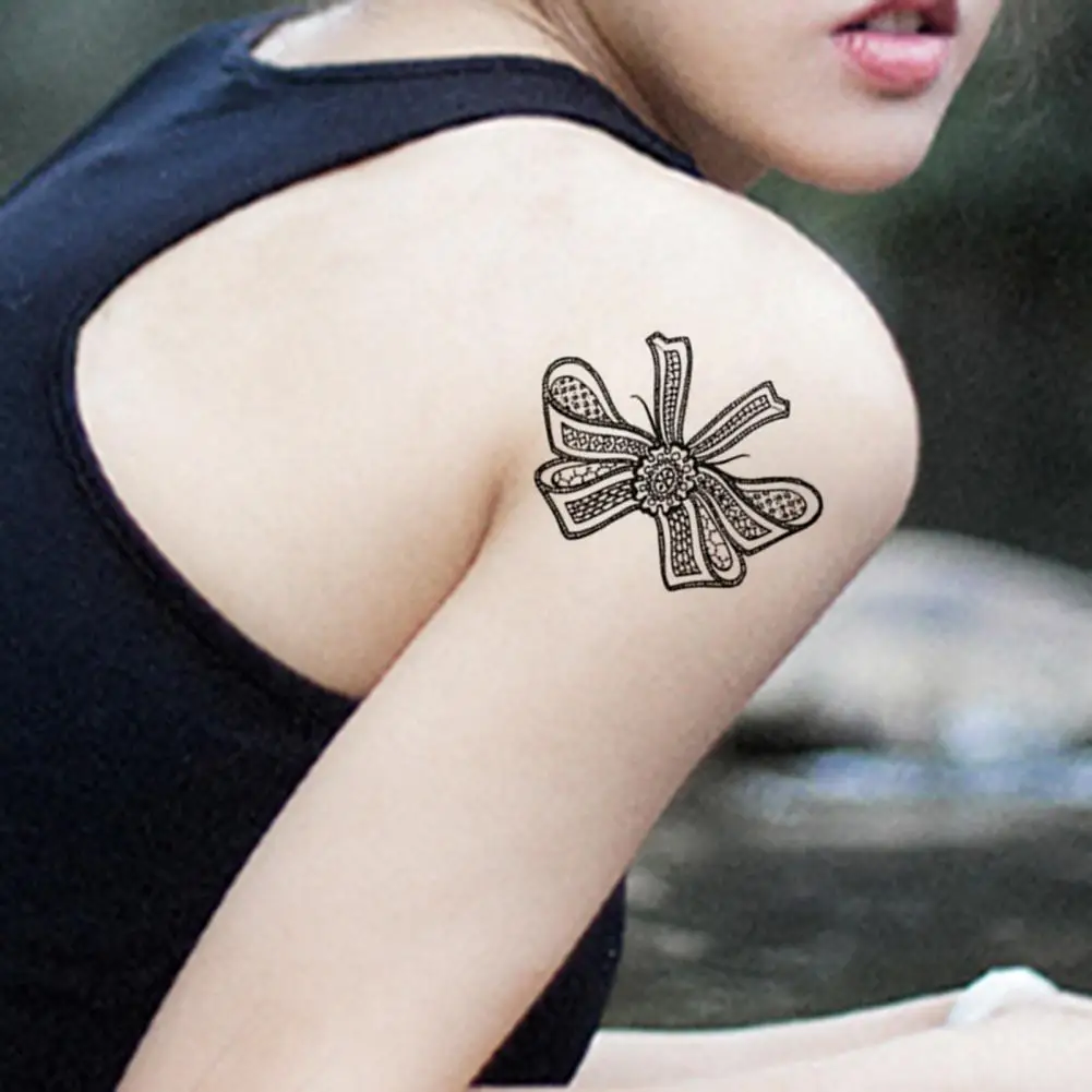 Test Tetoválás Elegáns Ártalmatlan Élénk, Tiszta Kép Fekete-Fehér, Csipke Ideiglenes Tetoválás Matrica Felnőtt Nők Kép 1