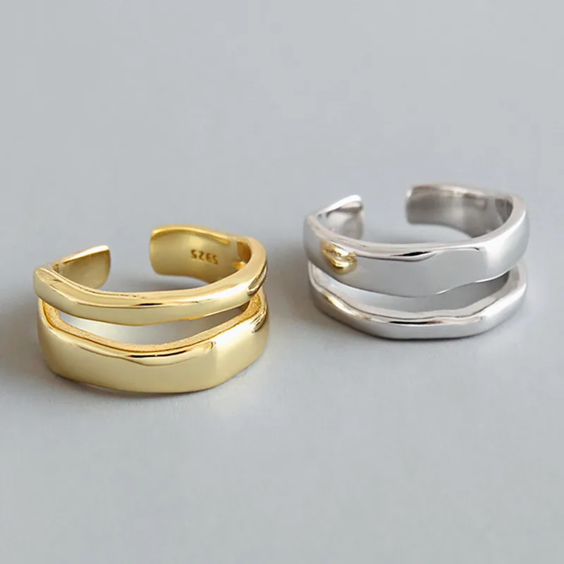 Egyszerű Stílusú Ezüst Színű Geometriai Szabálytalan Gyűrűk Nők Ajándékok Nagy Állítható Ujj Gyűrű Kép 1
