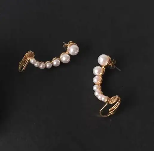 Női Divat Fülbevaló Egyszerű, Trendi Ékszerek Nagykereskedelmi Fül Bilincs Kényes Szimulált Gyöngy Pendientes Fél Bijoux Elegáns Ajándék Kép 1