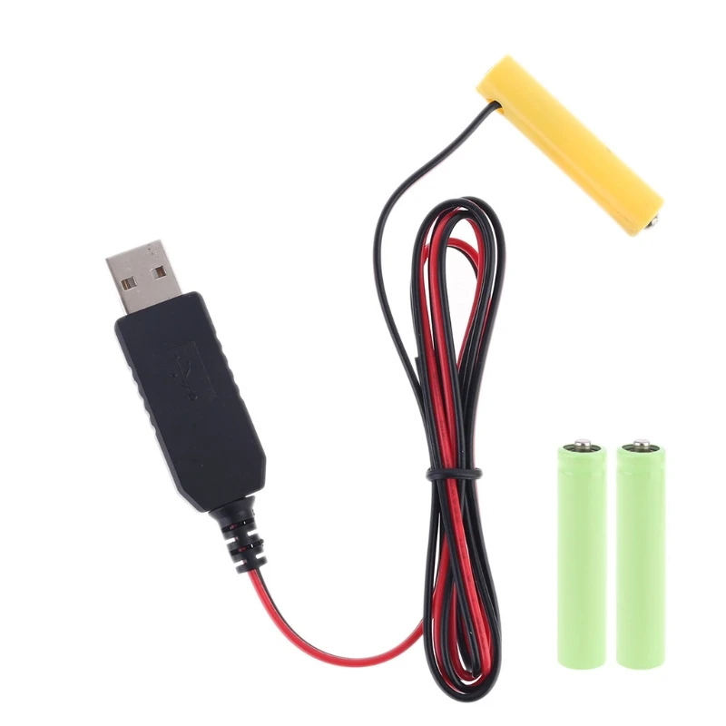 W3JB Egyetemes LR03 AAA Akkumulátor Eliminator 2m USB-hálózati Kábel Cserélje 1. 4db AAA méretű, 1,5 V-os Akkumulátor Elektromos Játék Óra Kép 1