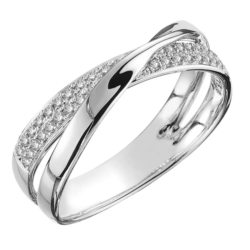 Huitan Legújabb Friss, Két tónusú X Alakú Kereszt Gyűrű Női Trendi Esküvői Ékszerek Káprázatos CZ Kő Nagy Modern Gyűrűk Anillos Kép 1