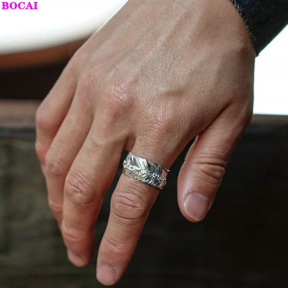 BOCAI S925 Sterling Ezüst Nyitó Gyűrű a Férfiak, mind a Nők 2021 Új Divat Pihe Fű Kezét Díszek Tiszta schuster szállás Ékszerek Kép 1