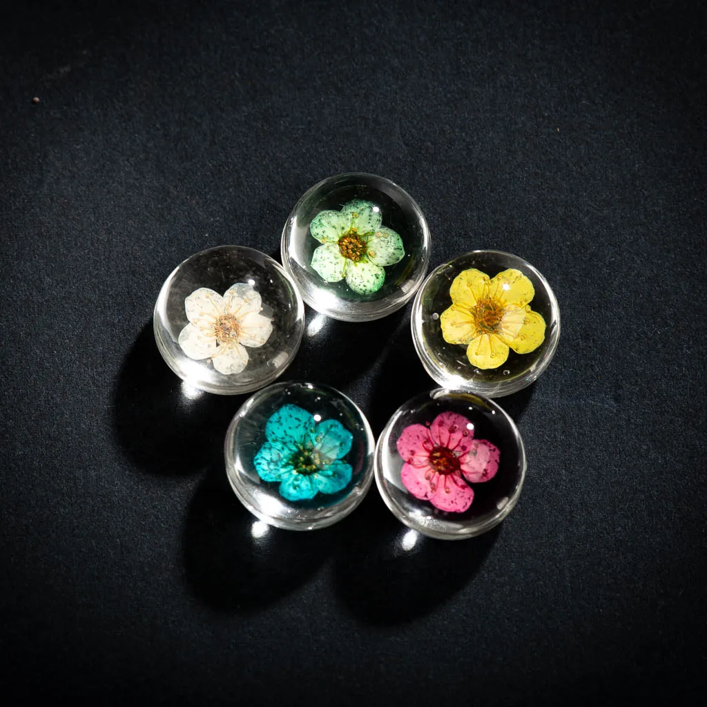 18#5db Színes Szárított Virágok Cabochon Üveg Gyöngyökkel Amulett Nyaklánc Bolitas Para Pulseras Joyeria Kézműves Kellékek, Ékszerek #XN298 Kép 1