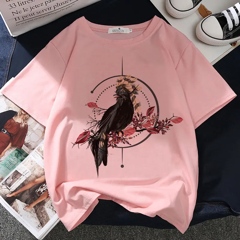 Mihua Szarvas Grafika Nyomtatás póló Női Póló Harajuku Esztétikai Rózsaszín Maximum Alkalmi Tshirt 2021 Új Nyári Divat Y2k Női Póló Kép 1