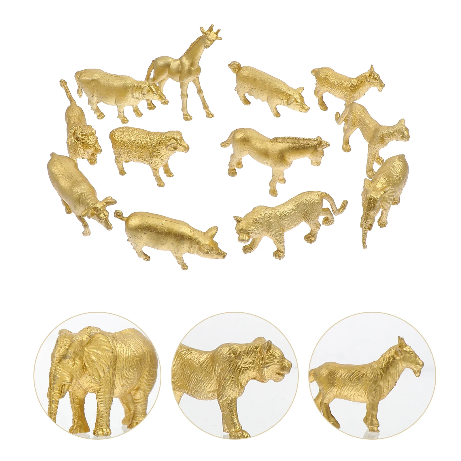 1 Állítsa Szimuláció Állat Díszei Mini Szimuláció Kézműves Állati Modellek (Arany) Kép 1