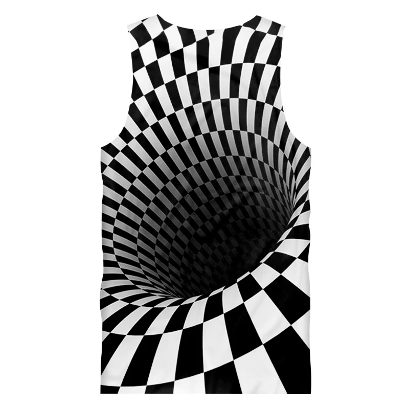 CJLM Új Harajuku Férfi Alkalmi Top Féregjárat Nyomtatás, Fekete Fehér Rács 3D Mellény Singlets Mans Alkalmas Vékony, Ujjatlan Póló, 5XL Kép 1