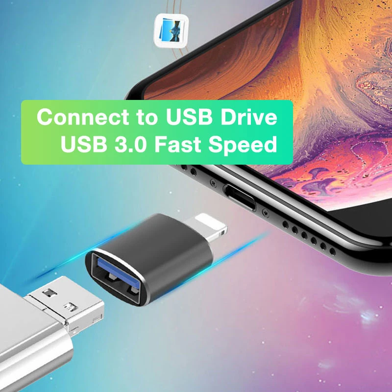Lightning-USB OTG Kamera Adapter USB3 Női Csatlakozó iPhone USB Adat USB Disk iPhone 12 11 Pro Max Mini SE2 XS Kép 1