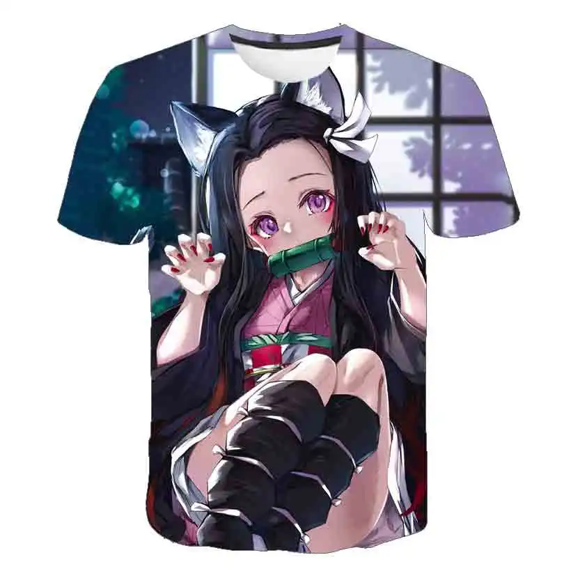 Nyári Gyerekek T-shirt 3D Nyomtatás Japán Népszerű Anime Démon Gyilkos Fiúk, Lányok Rövid ujjú Póló Harajuku Streetwear Kép 1