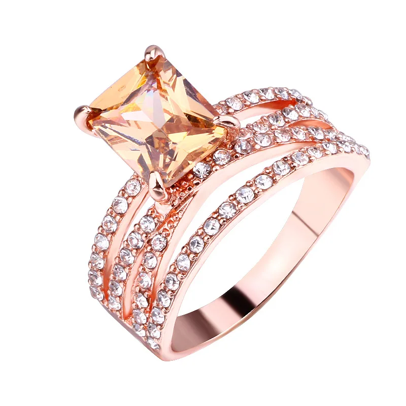USTAR Tér Pezsgő Cirkónia Esküvői Gyűrű a nők Csillogó Kristályok Ujját, Eljegyzési Gyűrűk, Női ékszerek, ajándék Judit Kép 1