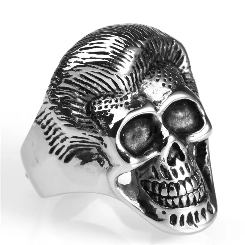 Rozsdamentes acél gyűrű, Titán-acél elvis Presley Férfi koponya gyűrű Kép 1