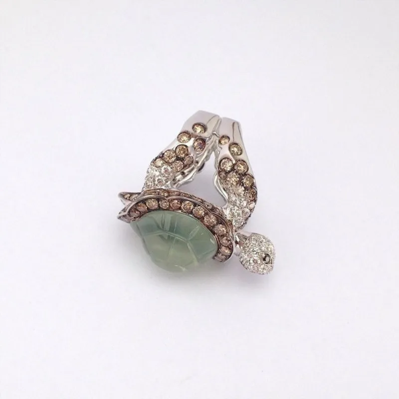 Divat Aranyos Teknős Gyűrűk Nők Lány Glamour Ékszerek, Ajándékok Mászni Állat Zöld Teknős Páncélja Strasszos Gyűrű Kép 1