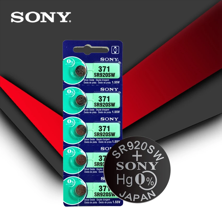 10pc Sony 100% Eredeti 371 SR920SW 920 1.55 V Nézni Akkumulátor SR920SW 371 Gomb, gombelem JAPÁNBAN KÉSZÜLT Kép 1