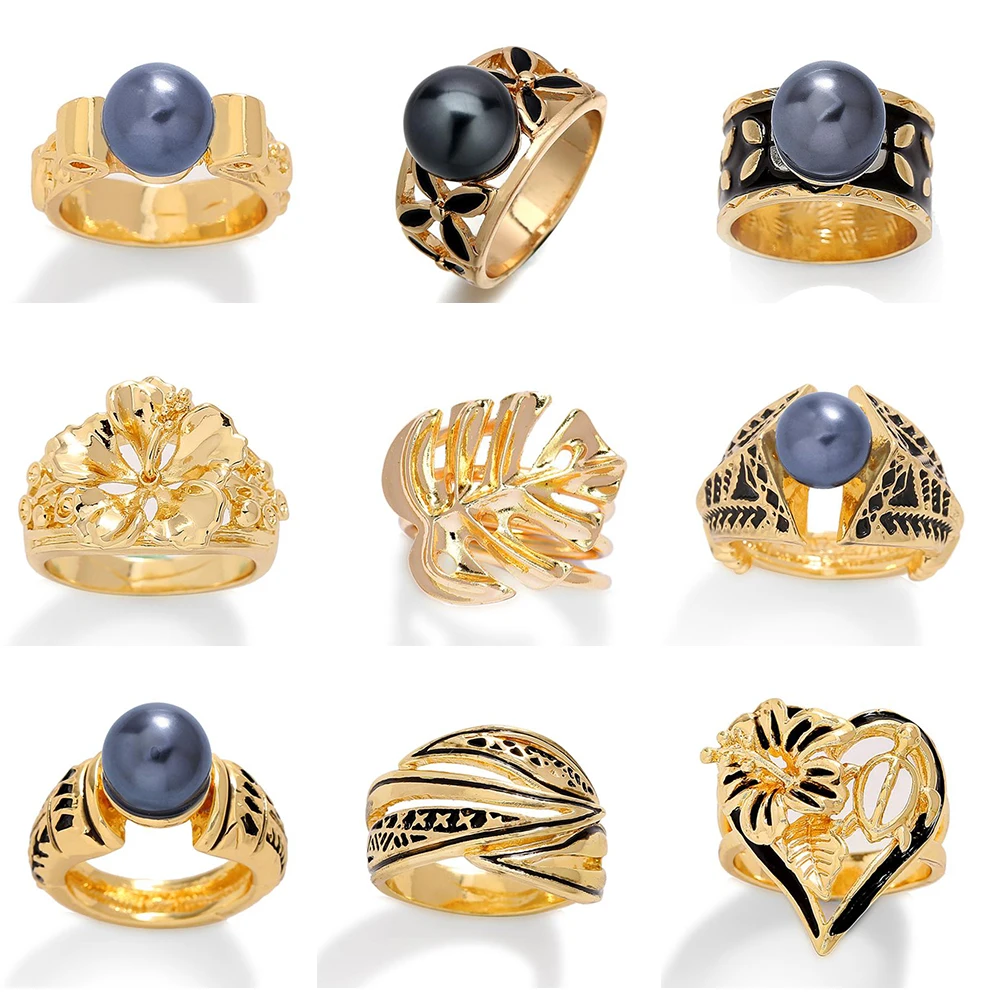 Eladó Hawaii Gyűrű, Gyöngy Női Aranyozott Gyöngy, Gyűrű Divat Ékszerek Fél Geometriai Gyűrűk Accessorise a Nők Ajándékok Kép 1