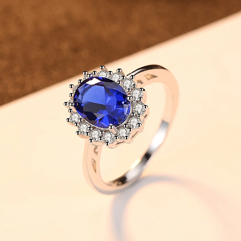 Divat-Luxus női Gyűrű Varázsa kék kristály Gyűrű Esküvői Ékszer Gyűrű Eljegyzési a Nők Számára a legjobb ajándék Kép 1