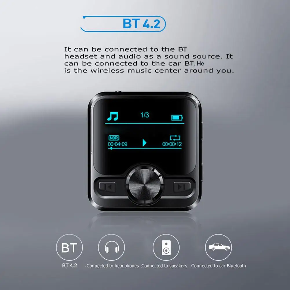 Mini Hordozható JNN M9 HIFI Sport Bluetooth 4.2 MP3 Lejátszó 8G 16G Hifi MP3 Rádió Átjátszó 1.2 Hüvelykes Kijelző Kép 1