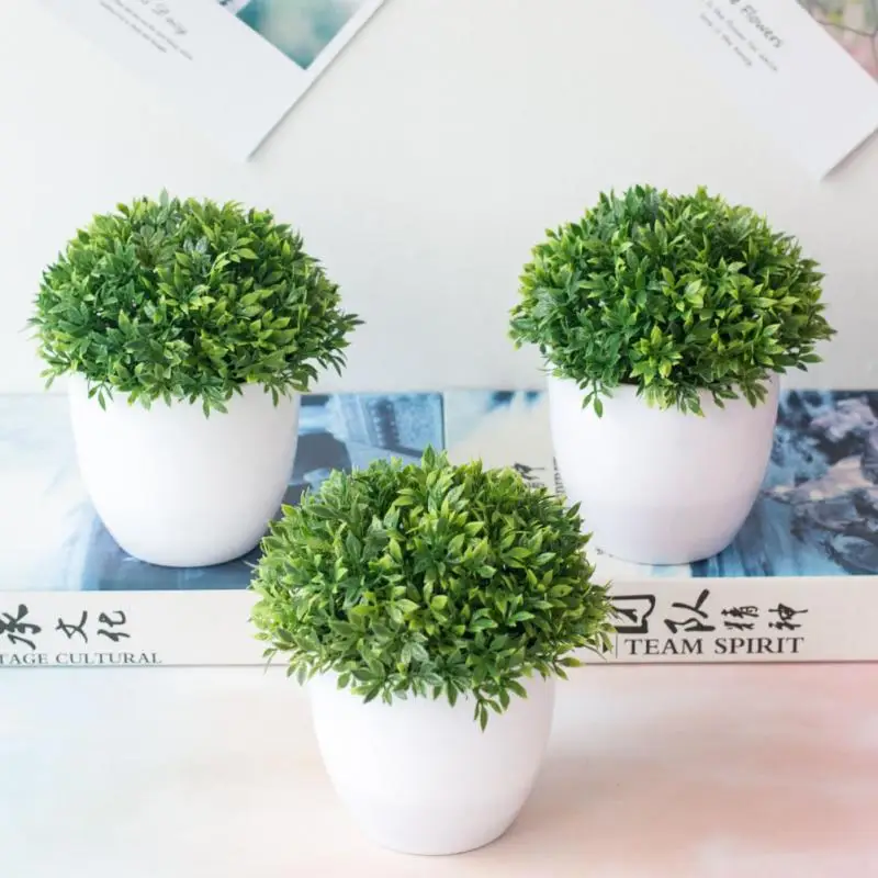 Mini Mesterséges Bonsai Növények Szimuláció Fa, Fű Ál Zöld Fű Hamis Virágok Irodai Asztal Cserepes Díszeket Lakberendezés Kijelző Kép 1