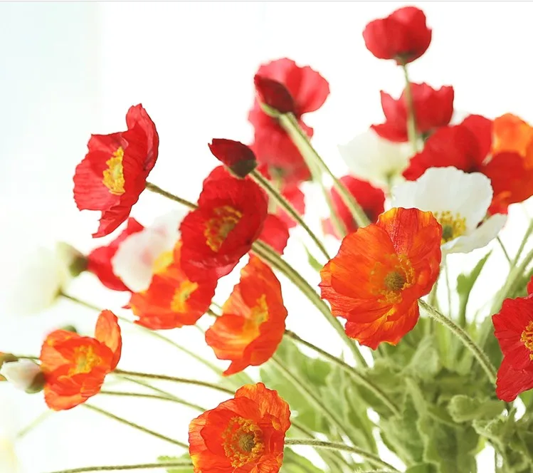 Gyönyörű Mesterséges Selyem Poppy Virág Dekoráció Otthon Esküvői Mák 1db dropshipping Kép 1