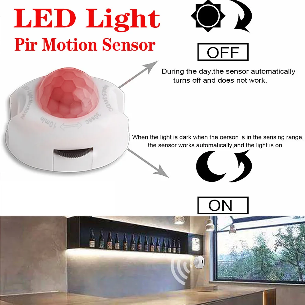 SMD2835 Vízálló LED Szalag Mozgásérzékelő Lámpa Tira LED 220V, hogy 12V Auto ON/OFF Rugalmas Neon Szalag 1M 5M Ledstrip Tápegység Kép 1