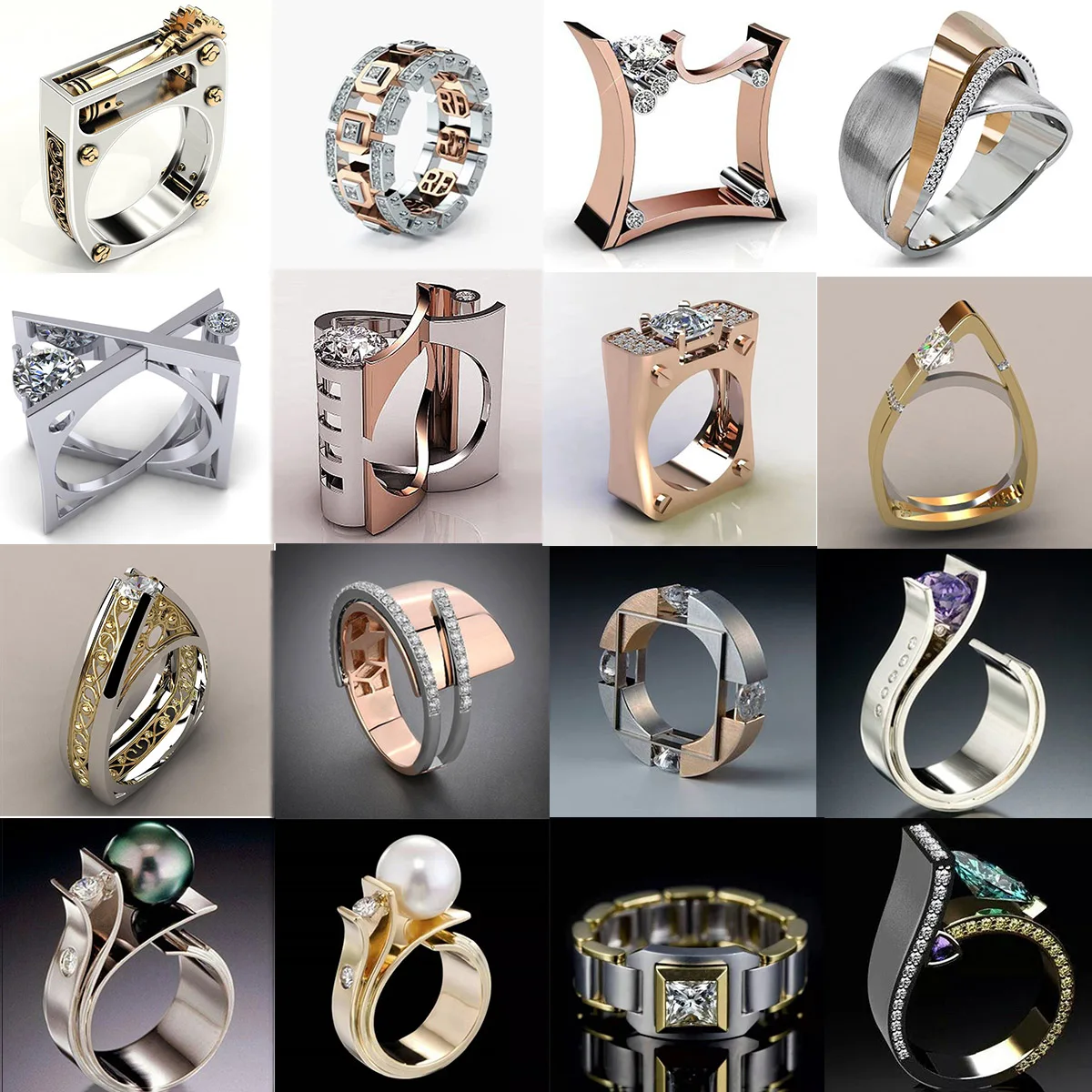 Steampunk Gépi Csavart Strasszos Intarziás Ujját Nyilatkozat Gyűrűt a Modern Gumiabroncs Kerek Szögletes Fém Gyűrűk Nők Bohém Ékszerek Kép 1