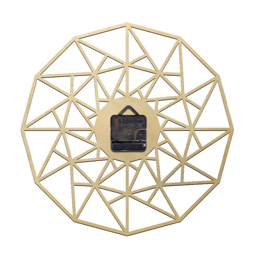 Skandináv Csendes Kvarc Falióra Geometriai Fa Design Lézerrel Vágott Háromszögek Óra Minimalista Modern Lakberendezés Wall Art Kép 1