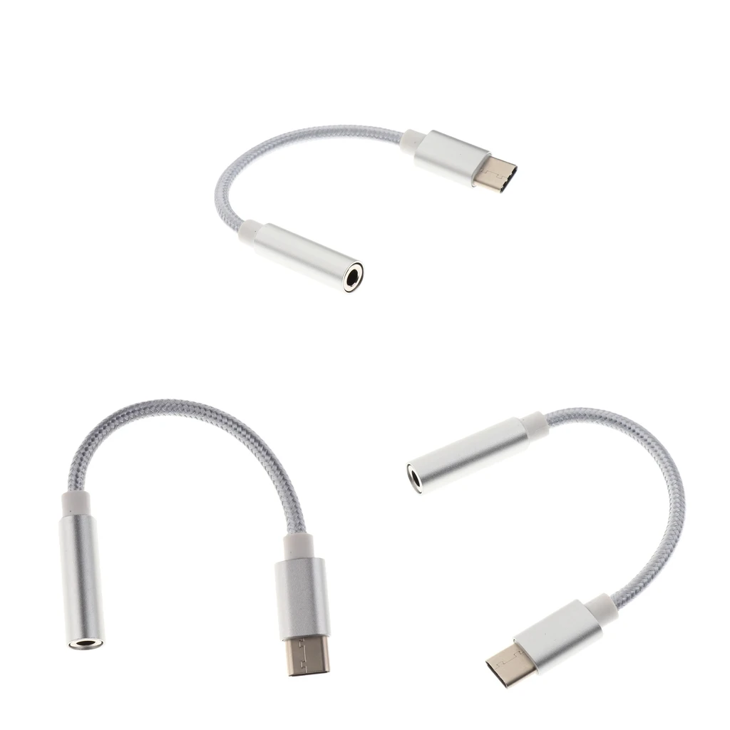 3 Db USB-C C Típus 3,5 Mm-es Fejhallgató Jack Fülhallgató Adapter Audio Kábel Ezüst Kép 1