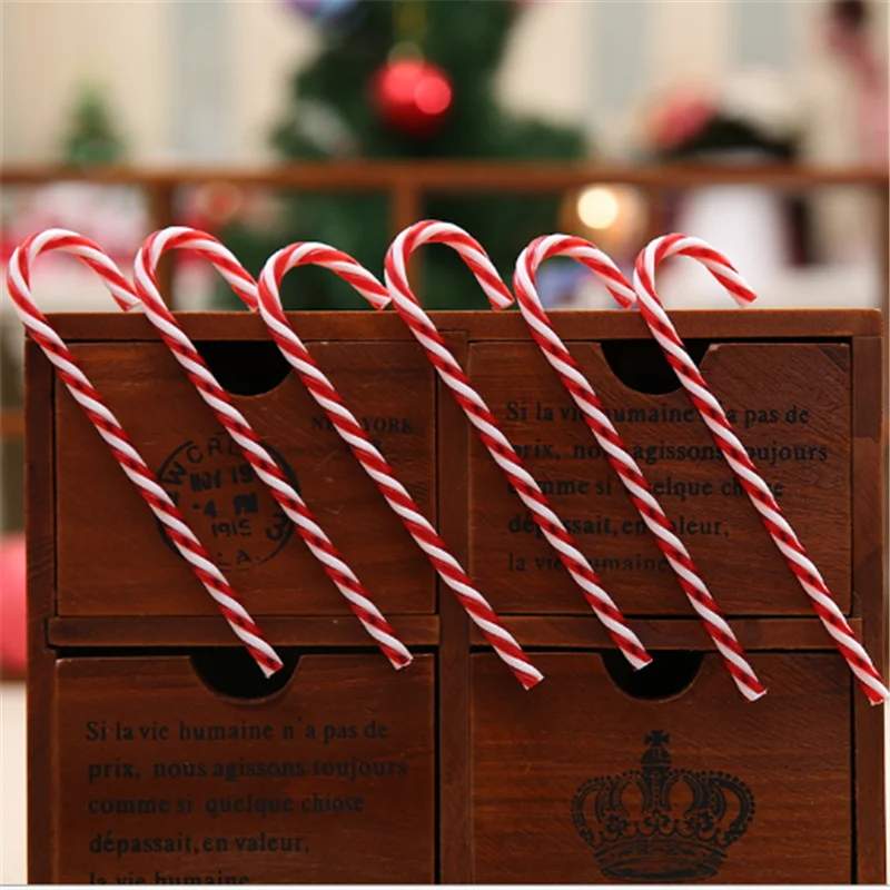6db/csomag karácsonyfa Dekoráció Piros-Fehér Karácsony Candy Cane Medál Navidad Karácsonyi Dekoráció Boldog Karácsonyt Kép 1