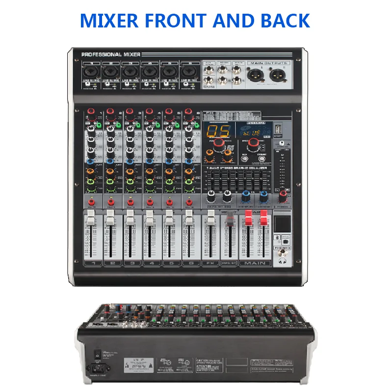 Mixer Audio Audio DJ Keverő USB-GX6 6ch Reverb 16DSP 48V Fantom Digitális Kijelző, Bluetooth PC Interfész Felvétel keverőpult Kép 1