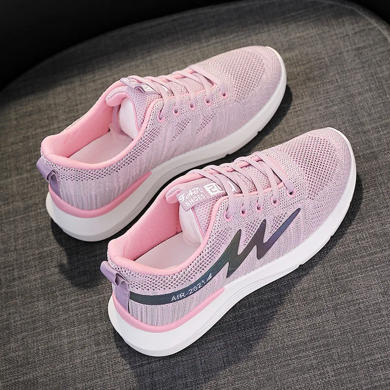 Nyári Cipők Cipők Női Cipők 2021 Futó Sport Cipő Könnyű Lélegző Mesh Rózsaszín, Fekete, Fehér Tenisz Vulcanize Cipő Kép 1