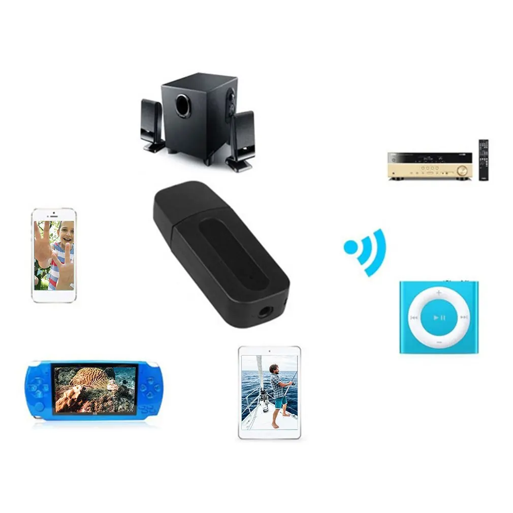 3.5 mm Jack, USB-Bluetooth-kompatibilis AUX Vezeték nélküli Autó Audio Receiver A2DP Zene Vevő Adapter For Android/IOS Mobil Telefon Kép 1