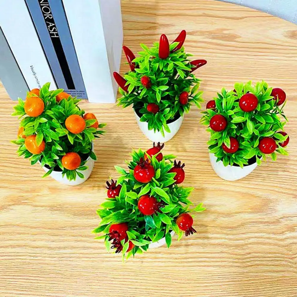 Mesterséges Gyümölcs Bonsai Mini Narancs, Gránátalma Fa Ablakpárkányon Dekoráció, Műanyag Udvar Szimulált Bonsai Növények Otthon Kép 1