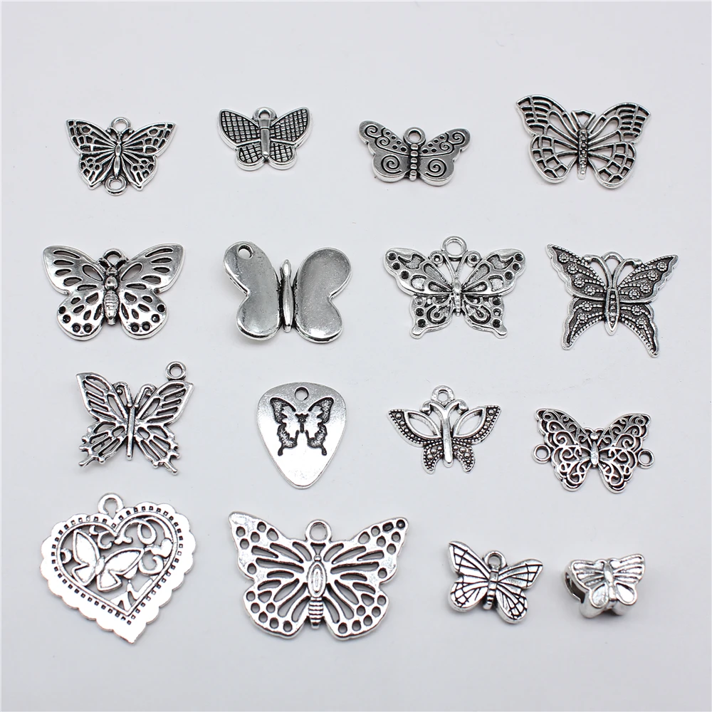 10db Pillangó Rovarok Varázsa Állat Csatlakozó Medálok DIY Kézzel készített Ékszerek Készítése Tartozékok Kép 1