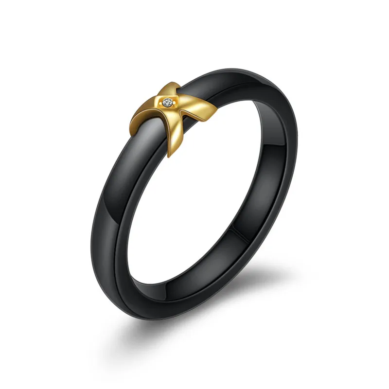 Koreai Divat A Fekete-Fehér Kristály Pár Gyűrűk Egyszerűség Geometria Arany Gyűrű Női Ékszerek 2020-As Új Kép 1